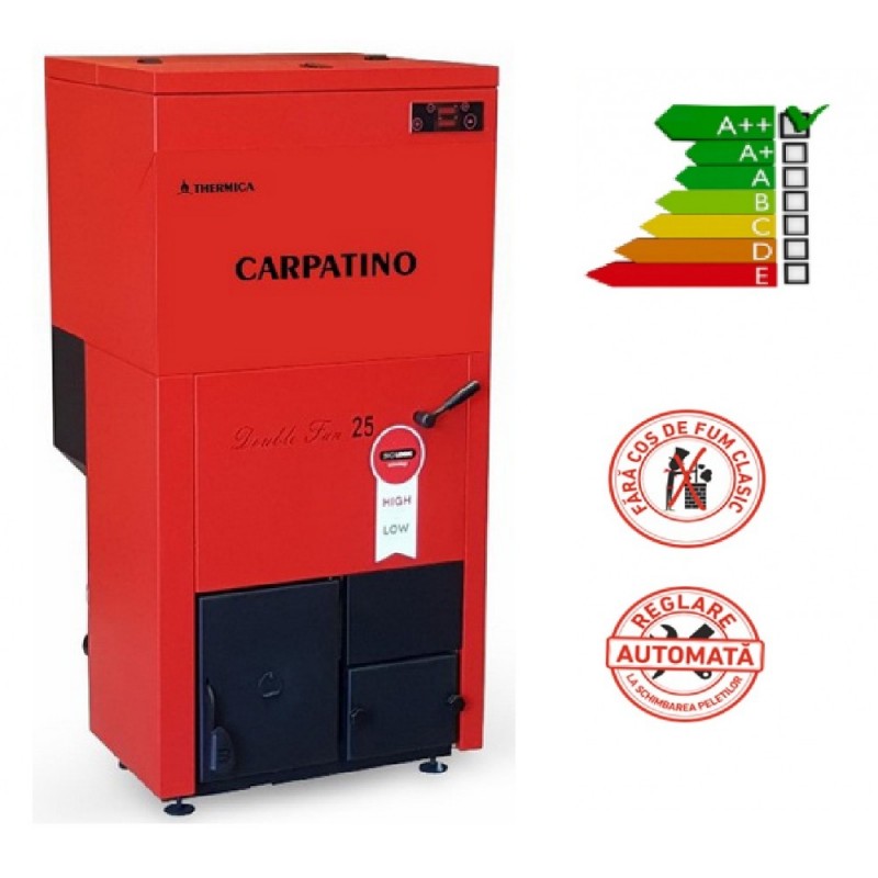 Cazan pe peleti THERMICA Carpatino 25 DOUBLE FAN - 19.7kW 